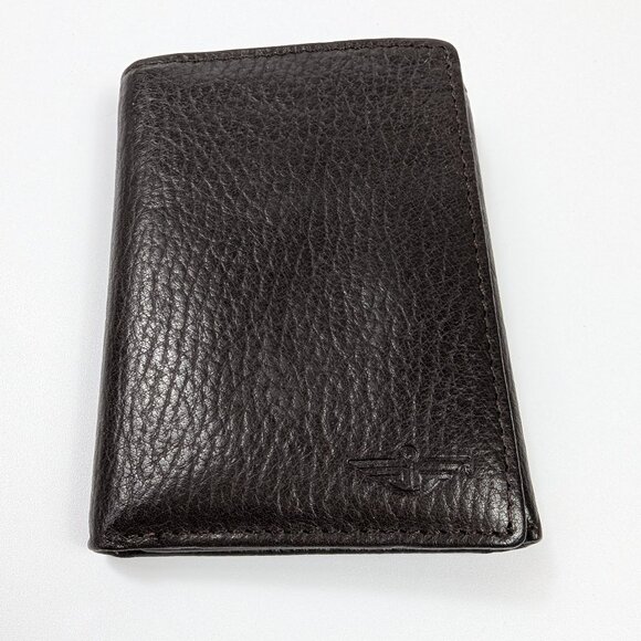 Dockers Men's Brown Tri-Fold Pebbled Leather Wallet - Picture 1 of 9